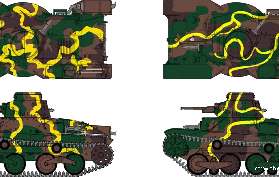 Tank IJA Type 95 [Ha Go} - drawings, dimensions, figures
